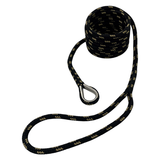 Mooring Pendant Black & Gold Nylon Double Braid Thimble & Eye Ends (4 Size & 8 Length Options)