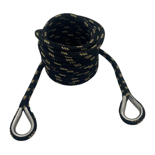 Mooring Pendant Black & Gold Nylon Double Braid Thimble Both Ends (4 Size & 8 Length Options)