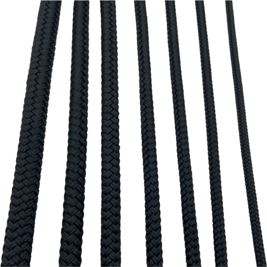 Black Low Stretch Polyester Sailing Braid 3/16"