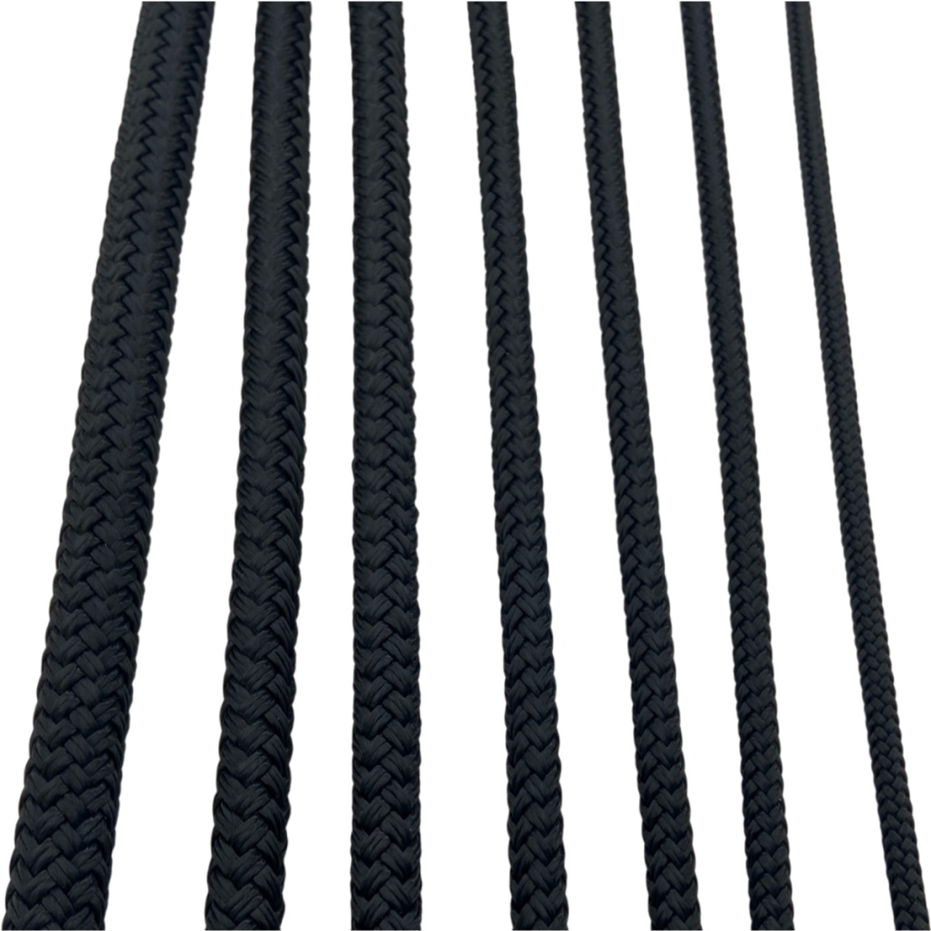 Black Low Stretch Polyester Sailing Braid 3/8"