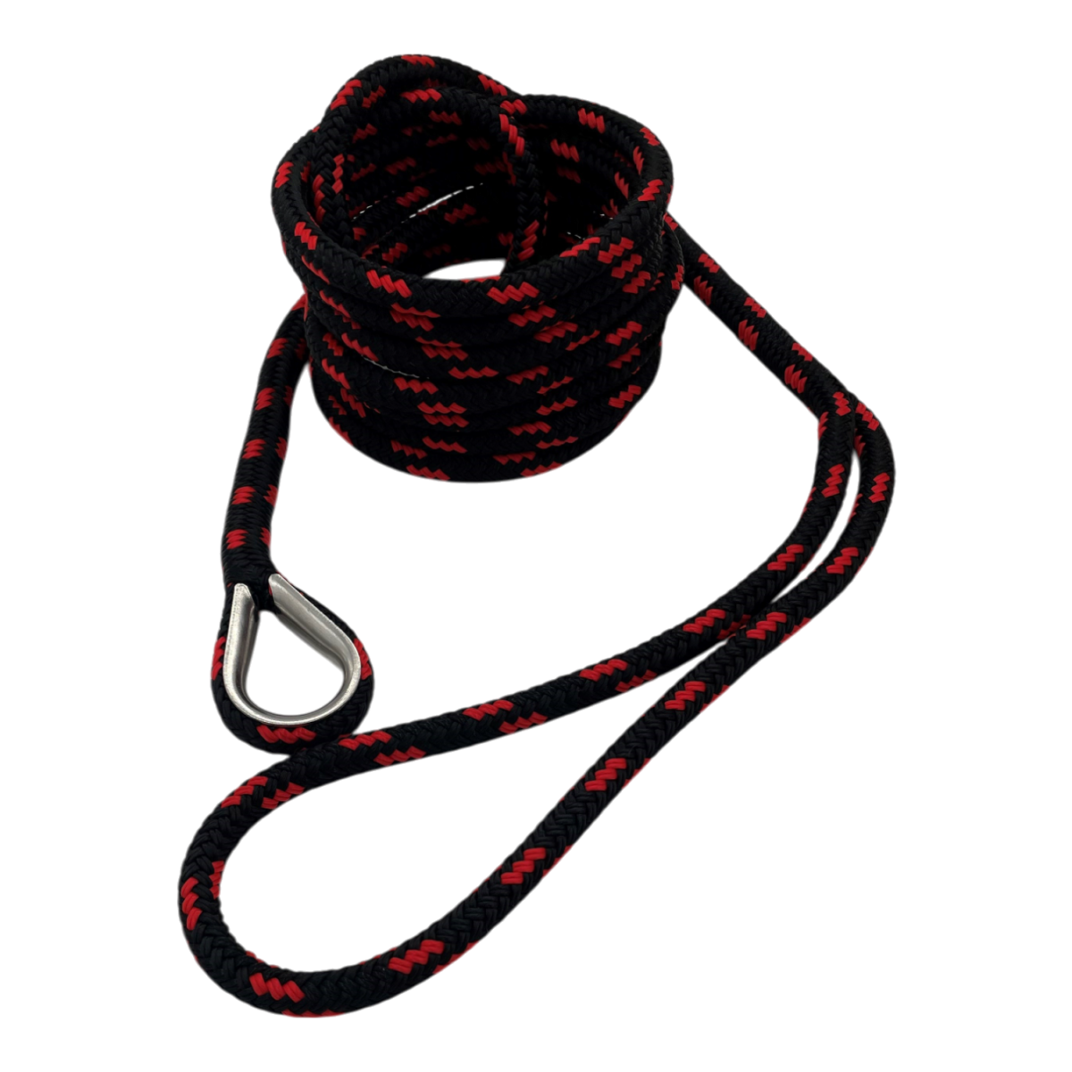 Mooring Pendant Black & Red Nylon Double Braid Thimble & Eye Ends (4 Size & 8 Length Options)