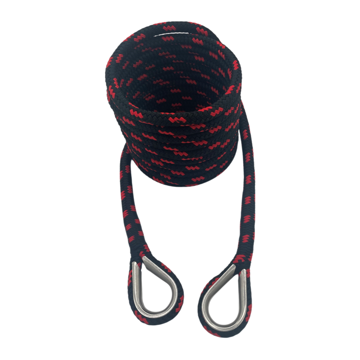 Mooring Pendant Black & Red Nylon Double Braid Thimble Both Ends (4 Size & 8 Length Options)