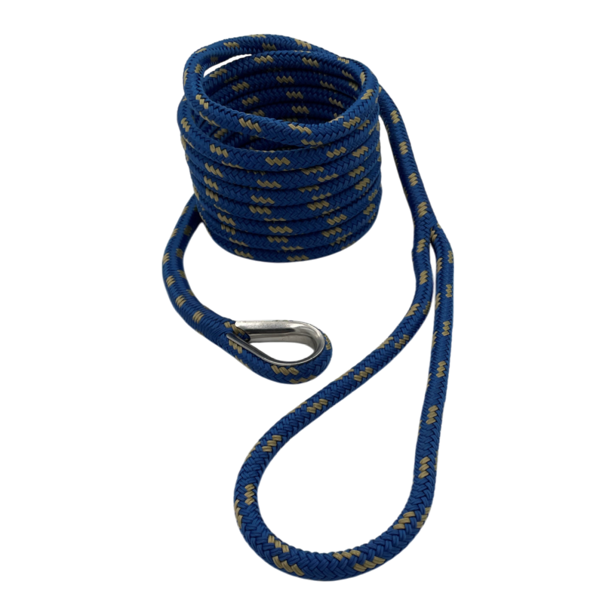 Mooring Pendant Blue & Gold Nylon Double Braid Thimble & Eye Ends (4 Size & 8 Length Options)