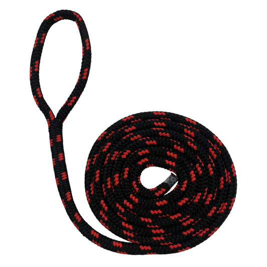 Dock Line Black & Red Nylon Double Braid (4 Size & 8 Length Options)