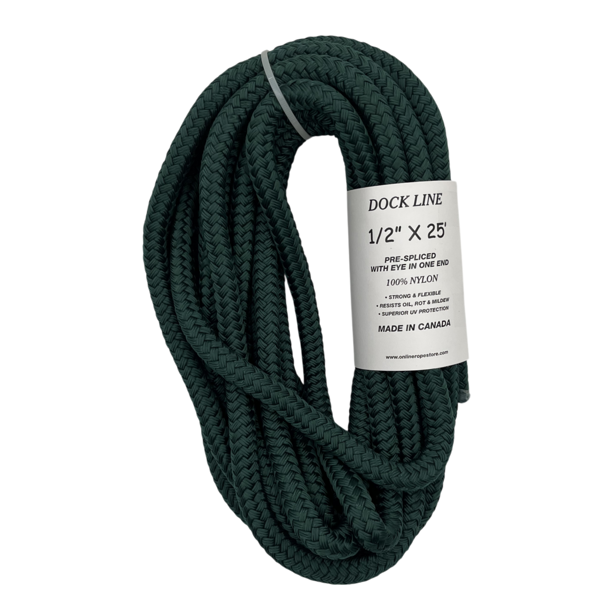 Dock Line Forest Green Nylon Double Braid (4 Size & 8 Length Options)