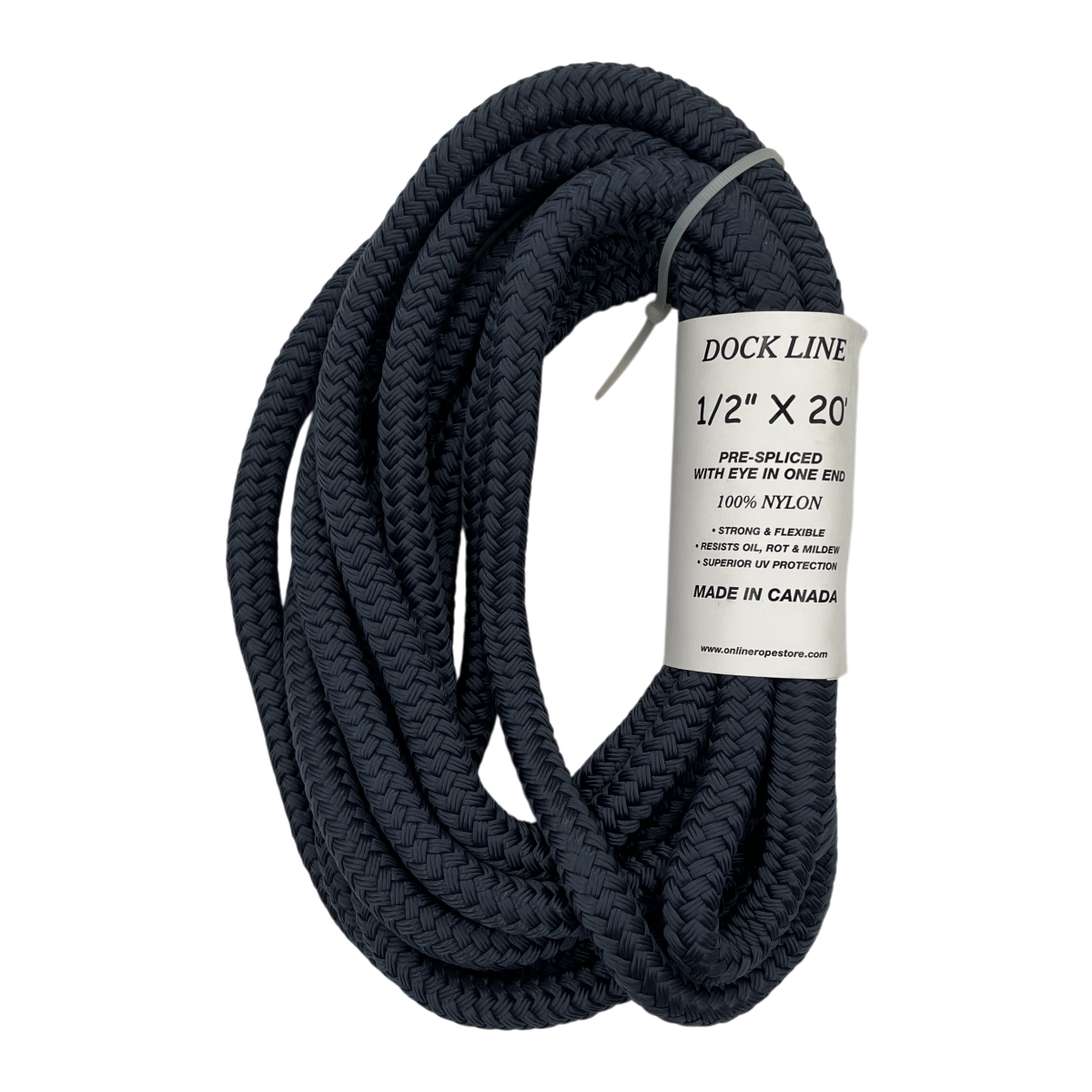 Dock Line Navy Nylon Double Braid (5 Size & 8 Length Options)