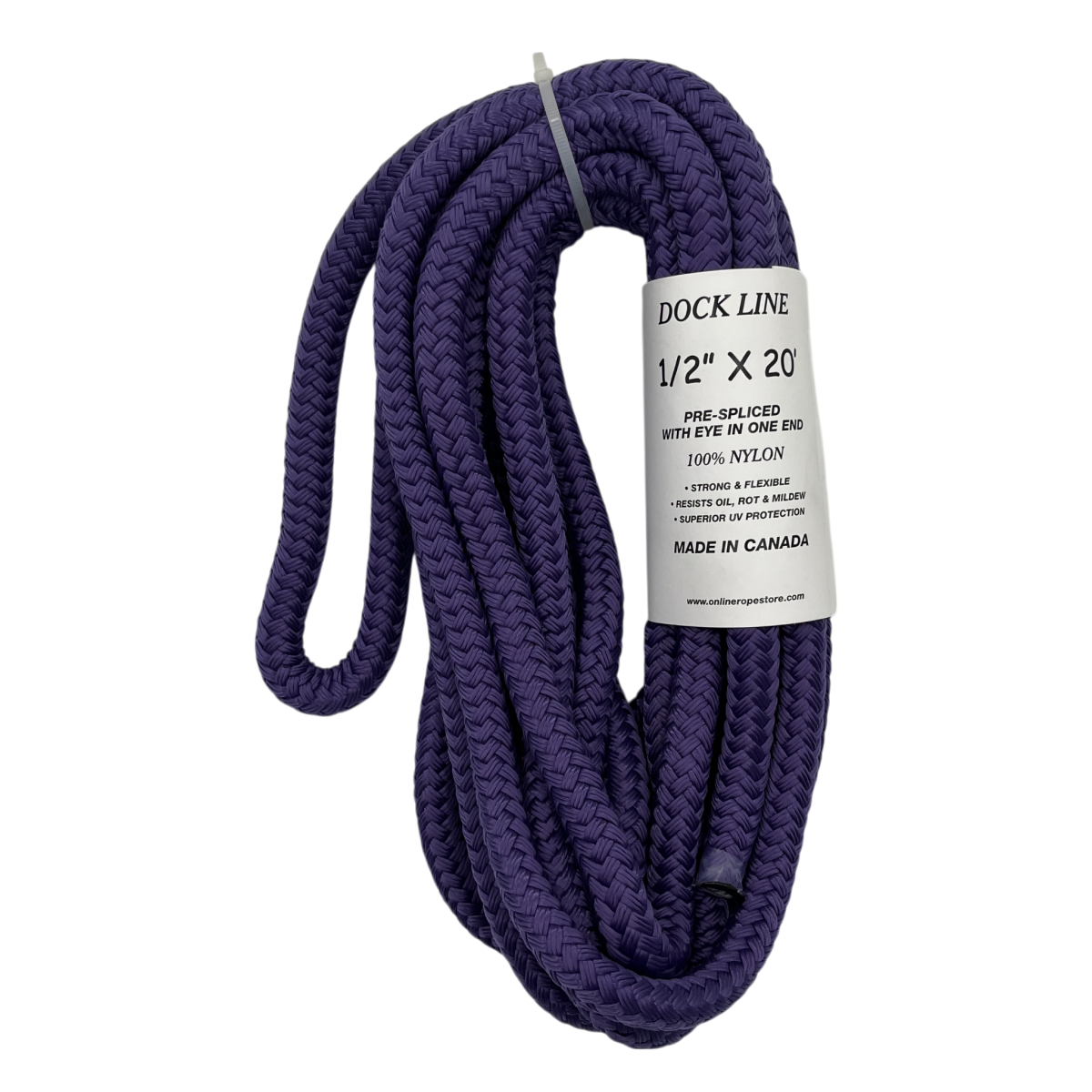 Dock Line Purple Nylon Double Braid (4 Size & 8 Length Options)