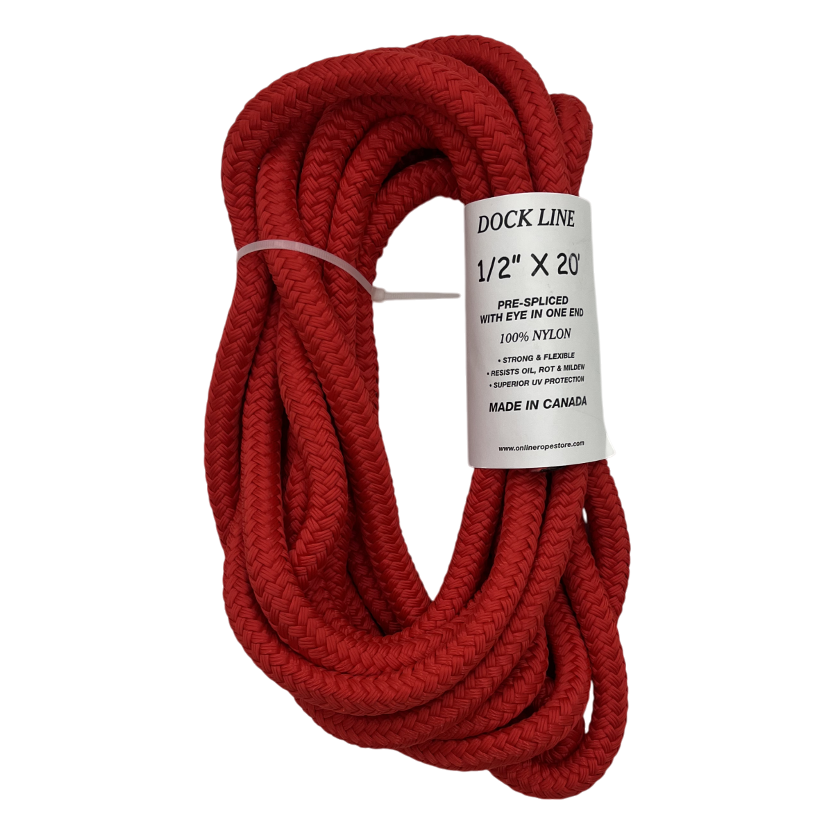 Dock Line Red Nylon Double Braid (5 Size & 8 Length Options)