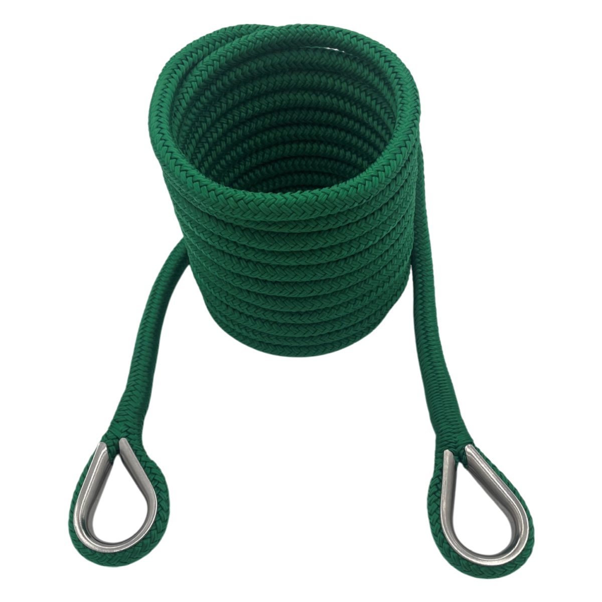 Mooring Pendant Green Nylon Double Braid Thimble Both Ends (4 Size & 8 Length Options)