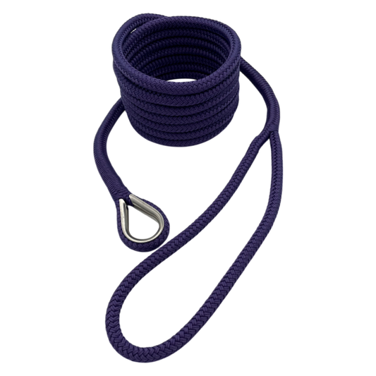 Mooring Pendant Purple Nylon Double Braid Thimble & Eye Ends (4 Size & 8 Length Options)