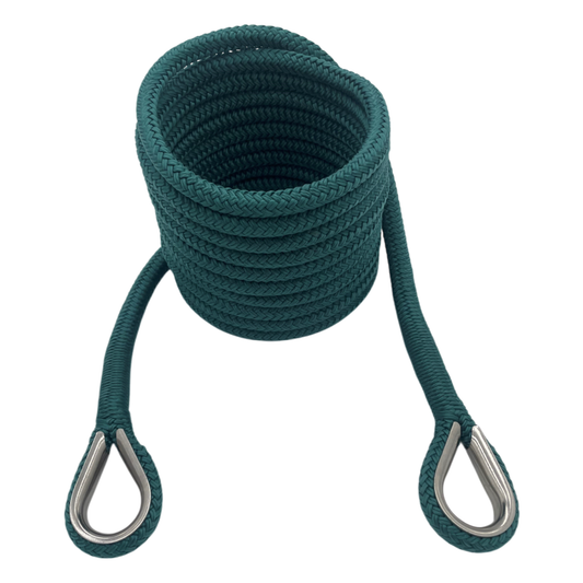 Mooring Pendant Teal Nylon Double Braid Thimble Both Ends (4 Size & 8 Length Options)