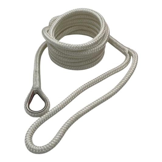 Mooring Pendant White Nylon Double Braid Thimble & Eye Ends (5 Size & 8 Length Options)