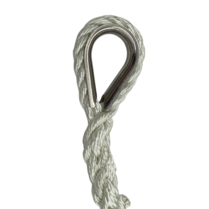 Anchor Line 1/2" Nylon 3-Strand Twist - White (7 Length Options)