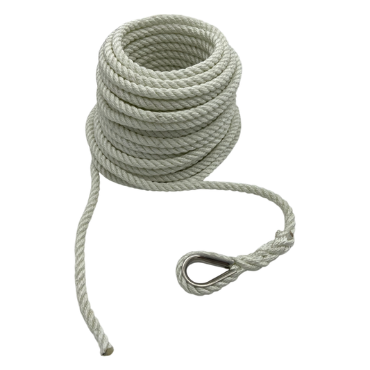 Anchor Line White Nylon 3-Strand Twist (4 Size & 9 Length Options)