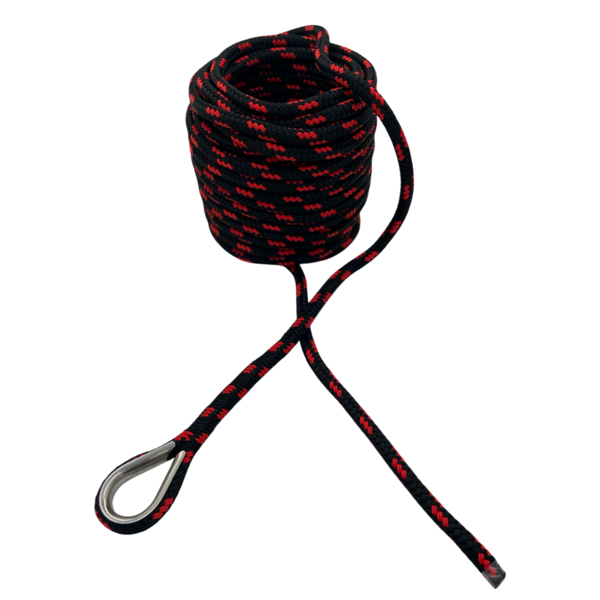 Anchor Line Black & Red Nylon Double Braid (4 Size & 6 Length Options)