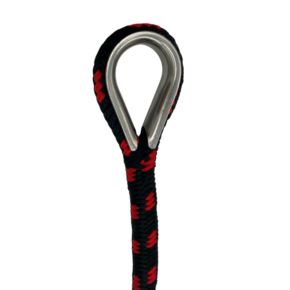 Mooring Pendant Black & Red Nylon Double Braid Thimble Both Ends (4 Size & 8 Length Options)