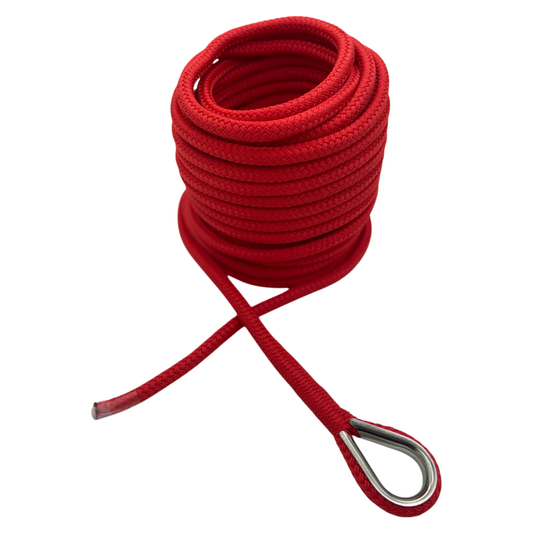 Anchor Line Red Nylon Double Braid (4 Size & 6 Length Options)