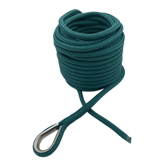 Anchor Line Teal Nylon Double Braid (4 Size & 6 Length Options)