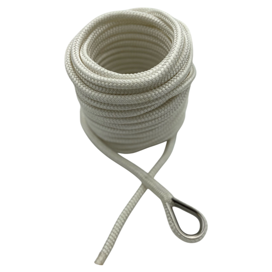 Anchor Line White Nylon Double Braid (4 Size & 6 Length Options)